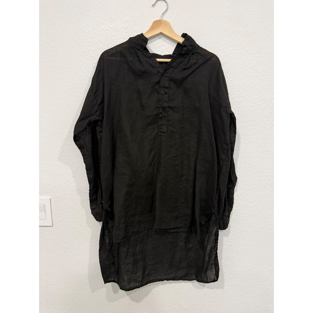 CP SHADES Black Linen Hi Lo Tunic Top SMALL